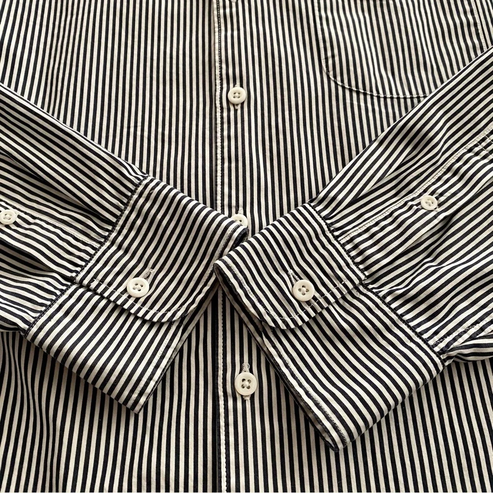 J.Crew Slim Men’s Classic Shirt Black White Stripe Oxford Button Down Large